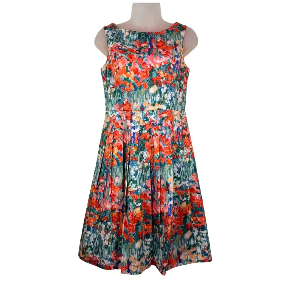 Talbots Petites Dress 2P Fit and Flare floral sleeveless garden party wedding - Picture 1 of 8